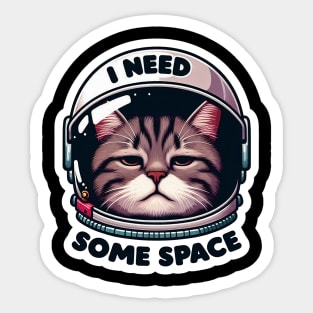 I Need Some Space meme Astronaut Tabby Cat Sticker